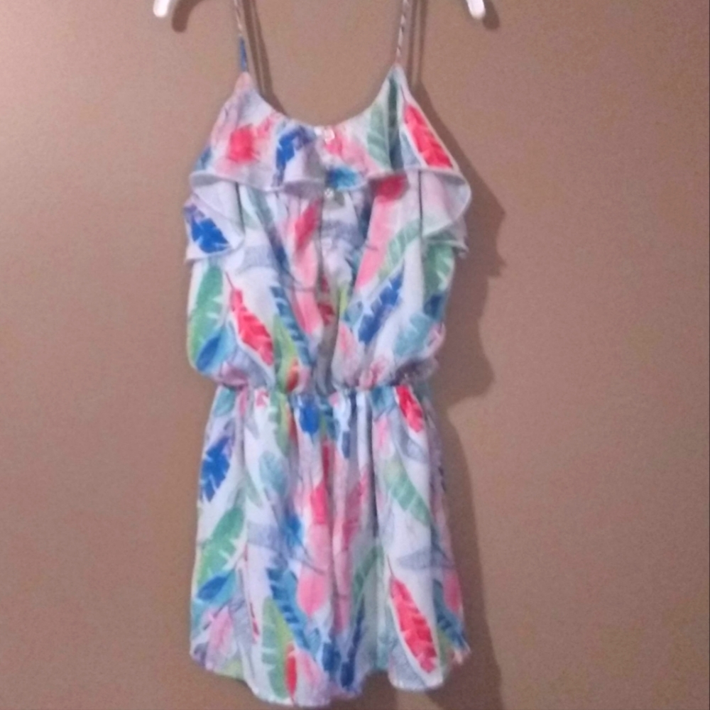 Bebe Girl's spaghetti strap ruffled romper